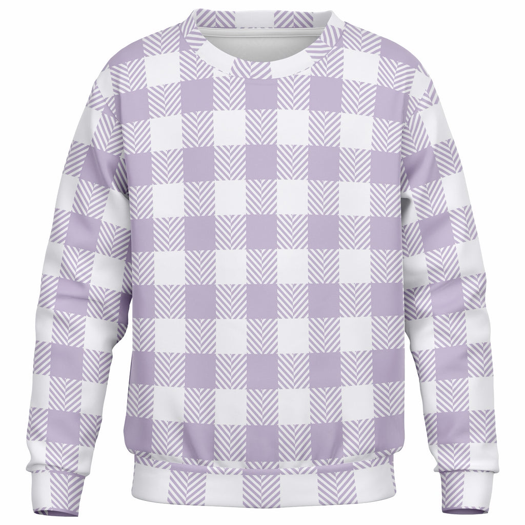 Girls Lavender Purple Gingham Sweatshirt – Ultra Soft & Stretchy, Cozy Fleece or Lightweight Sports Fabric Sweatshirt – Ultra Soft & Stretchy, Cozy Fleece or Lightweight Sports Fabric
