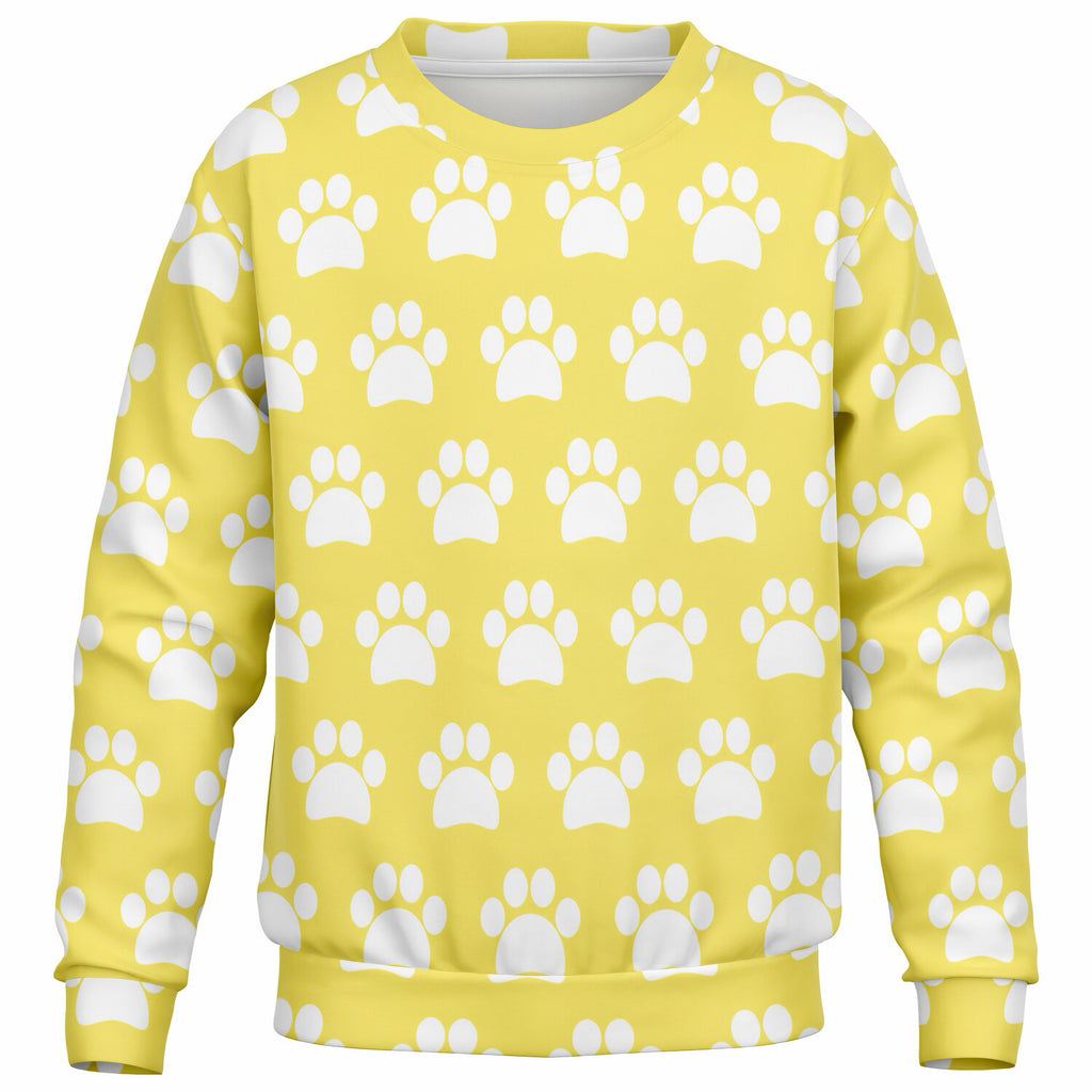 Kids Yellow Paw Print Sweatshirt – Ultra Soft & Stretchy, Cozy Fleece or Lightweight Sports Fabric Sweatshirt – Ultra Soft & Stretchy, Cozy Fleece or Lightweight Sports Fabric