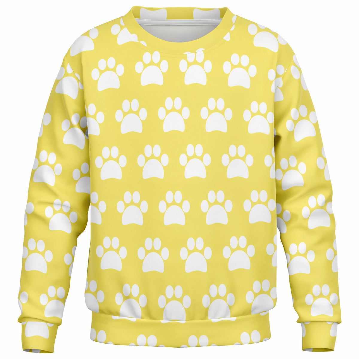 Kids Yellow Paw Print Sweatshirt – Ultra Soft & Stretchy, Cozy Fleece or Lightweight Sports Fabric Sweatshirt – Ultra Soft & Stretchy, Cozy Fleece or Lightweight Sports Fabric