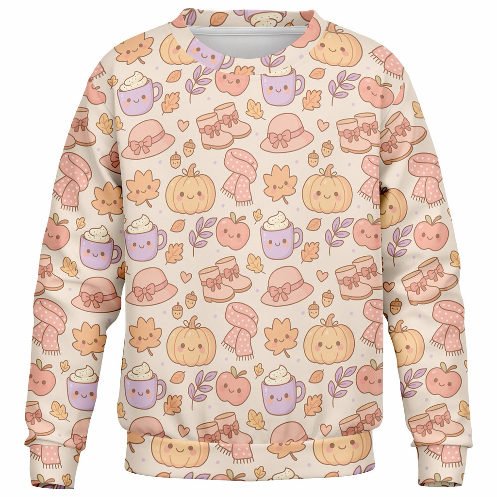Kids Cute Kawaii Fall Sweatshirt – Ultra Soft & Stretchy, Cozy Fleece or Lightweight Sports Fabric Sweatshirt – Ultra Soft & Stretchy, Cozy Fleece or Lightweight Sports Fabric