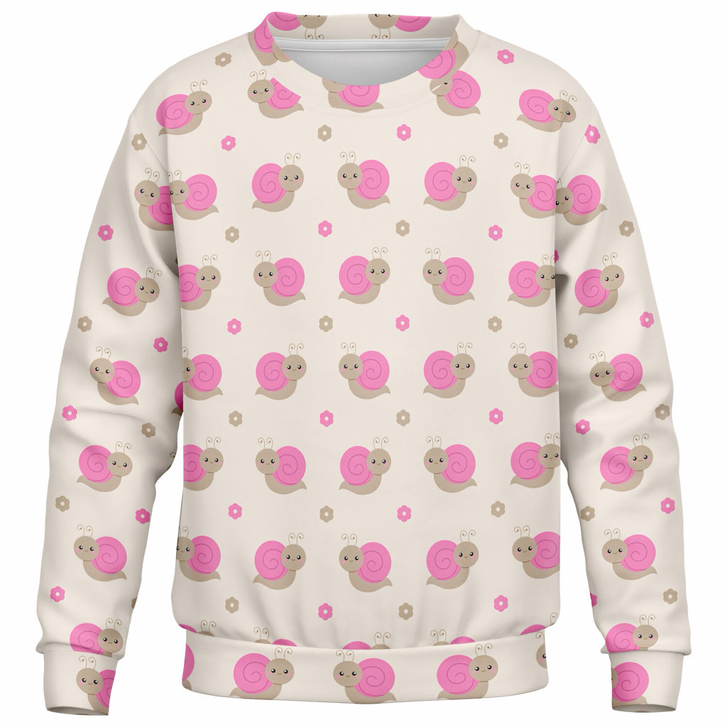 Girls Pink Snail Sweatshirt – Ultra Soft & Stretchy, Cozy Fleece or Lightweight Sports Fabric Sweatshirt – Ultra Soft & Stretchy, Cozy Fleece or Lightweight Sports Fabric