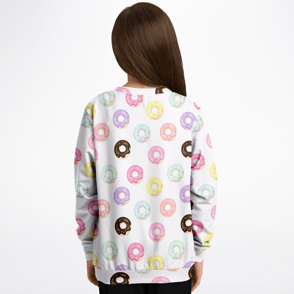 Kids Colorful Donuts Sweatshirt – Cozy Cotton Fleece or Lightweight Sports Fabric