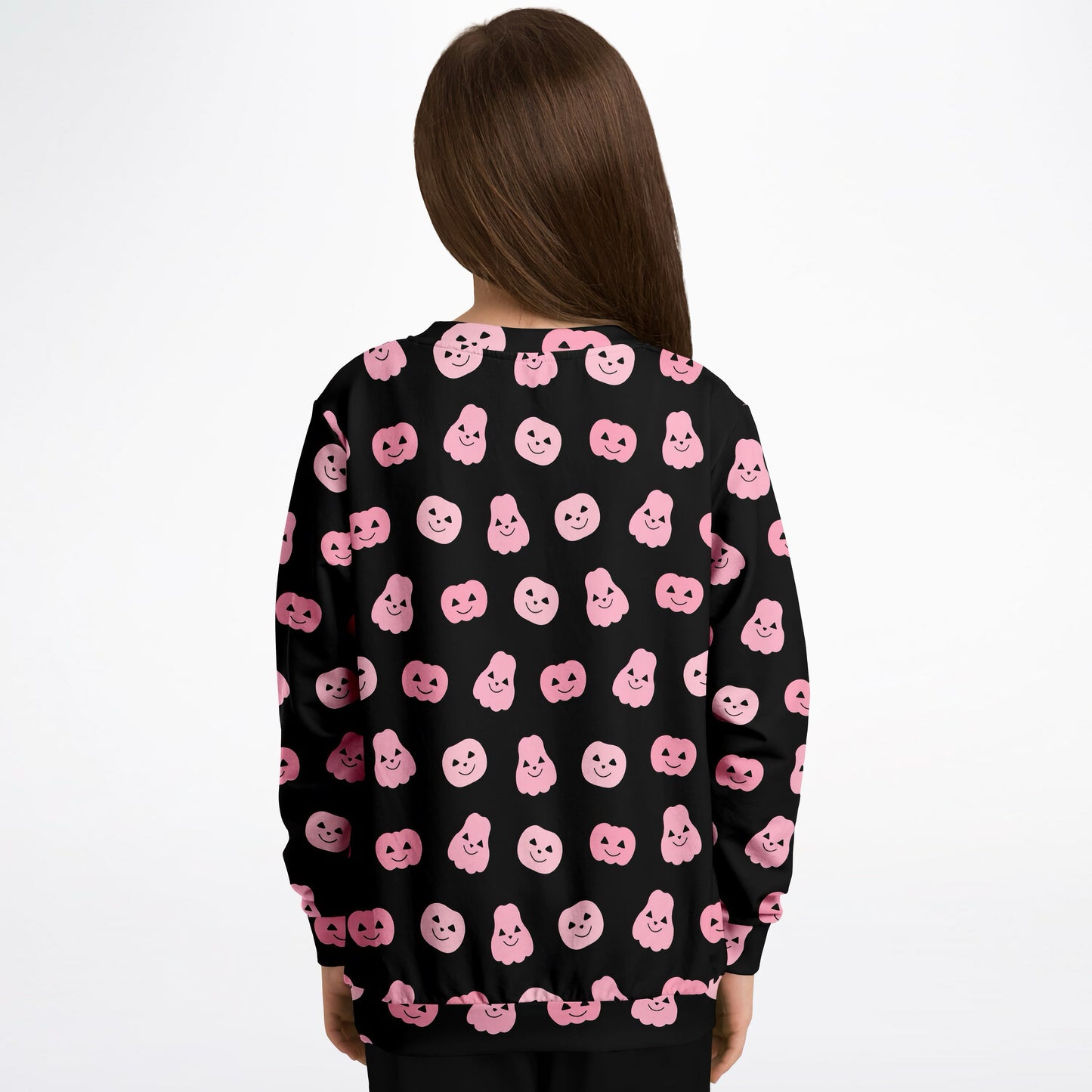 Girls Pink Pumpkins Halloween Sweatshirt – Cozy Cotton Fleece or Lightweight Sports Fabric
