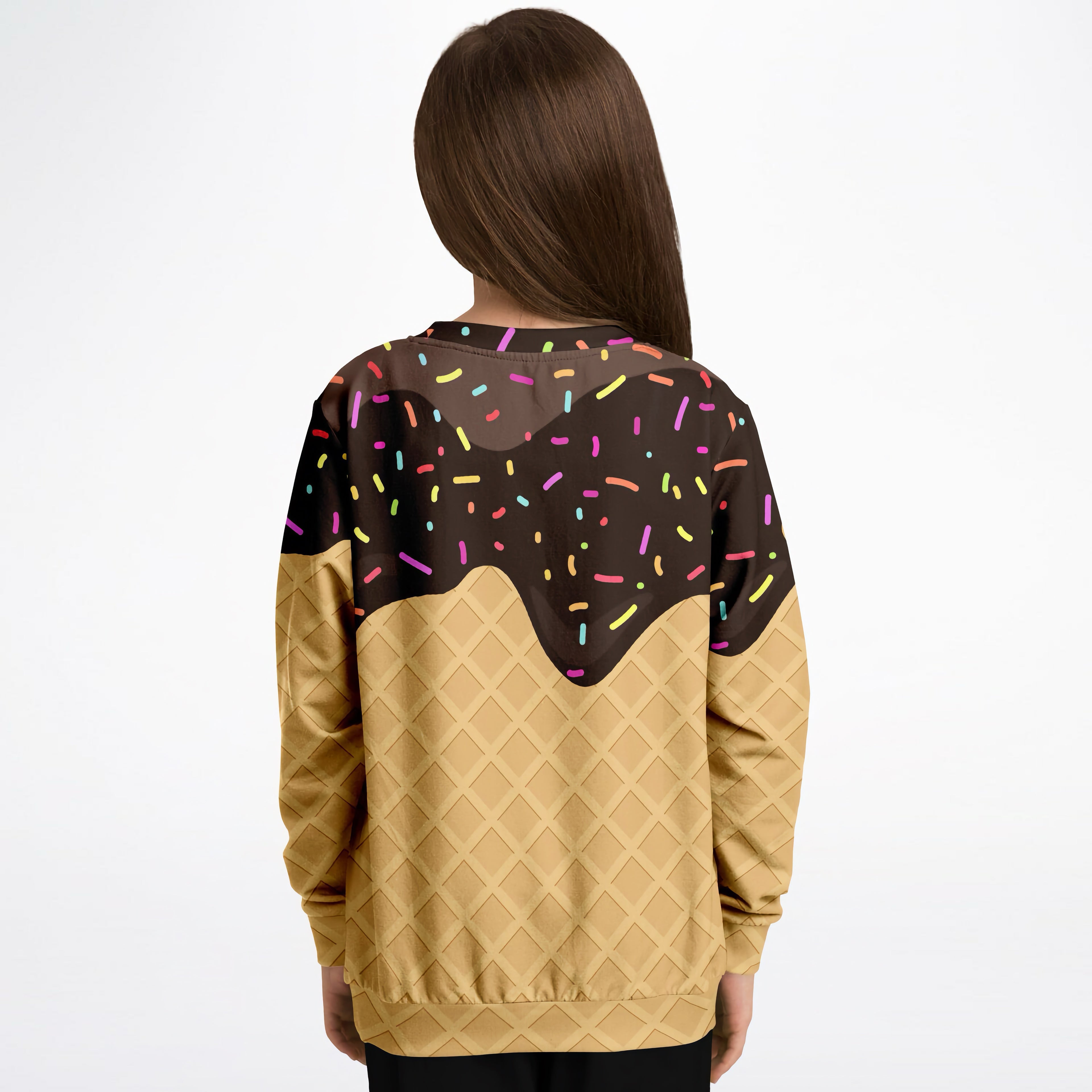 Kids Chocolate Ice Cream Cone Sweatshirt – Cozy Cotton Fleece or Lightweight Sports Fabric