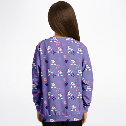 Girls Purple Caticorns Sweatshirt – Cozy Cotton Fleece or Lightweight Sports Fabric