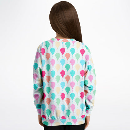 Kids Birthday Balloons Sweatshirt – Cozy Cotton Fleece or Lightweight Sports Fabric