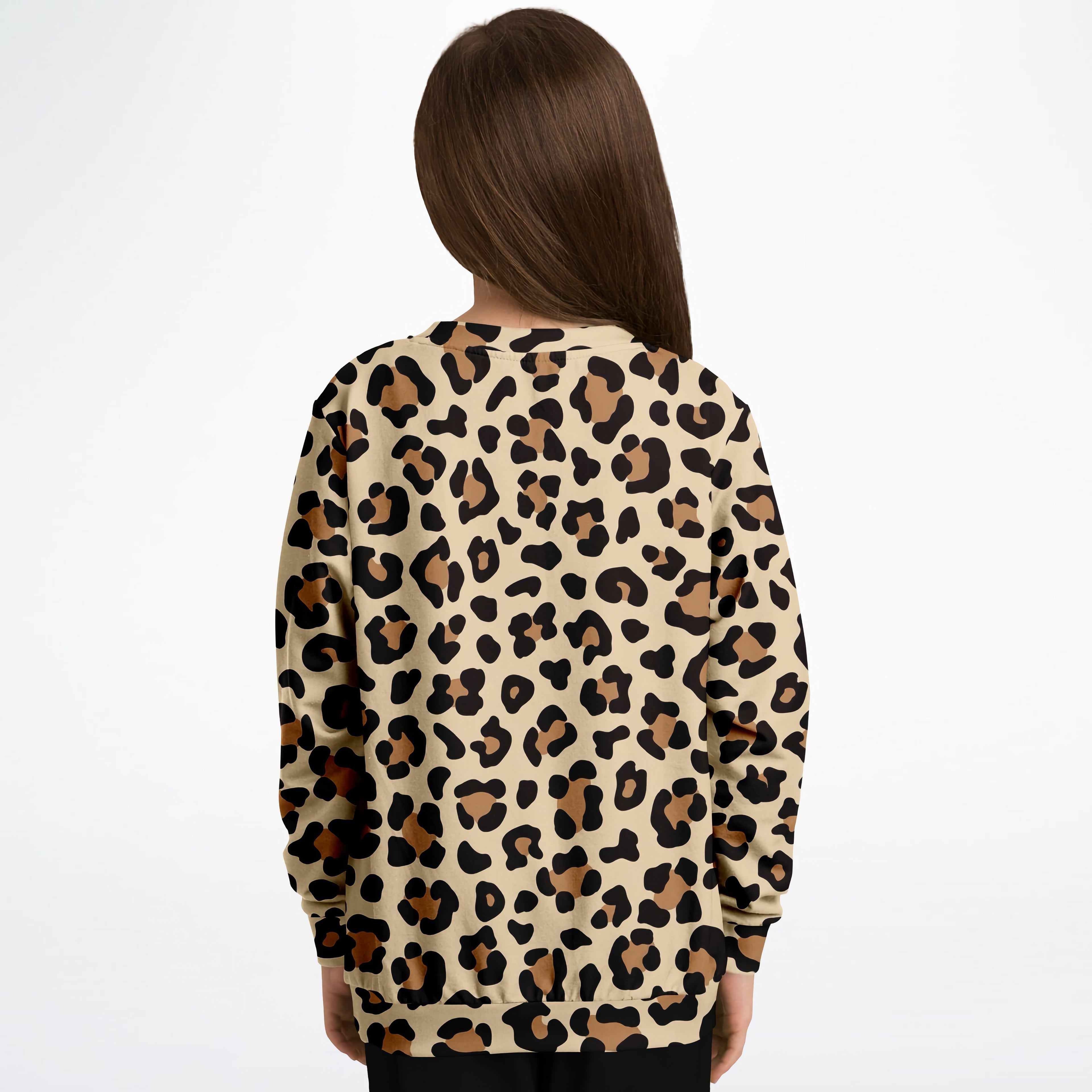Kids Leopard Print Sweatshirt – Cozy Cotton Fleece or Lightweight Sports Fabric