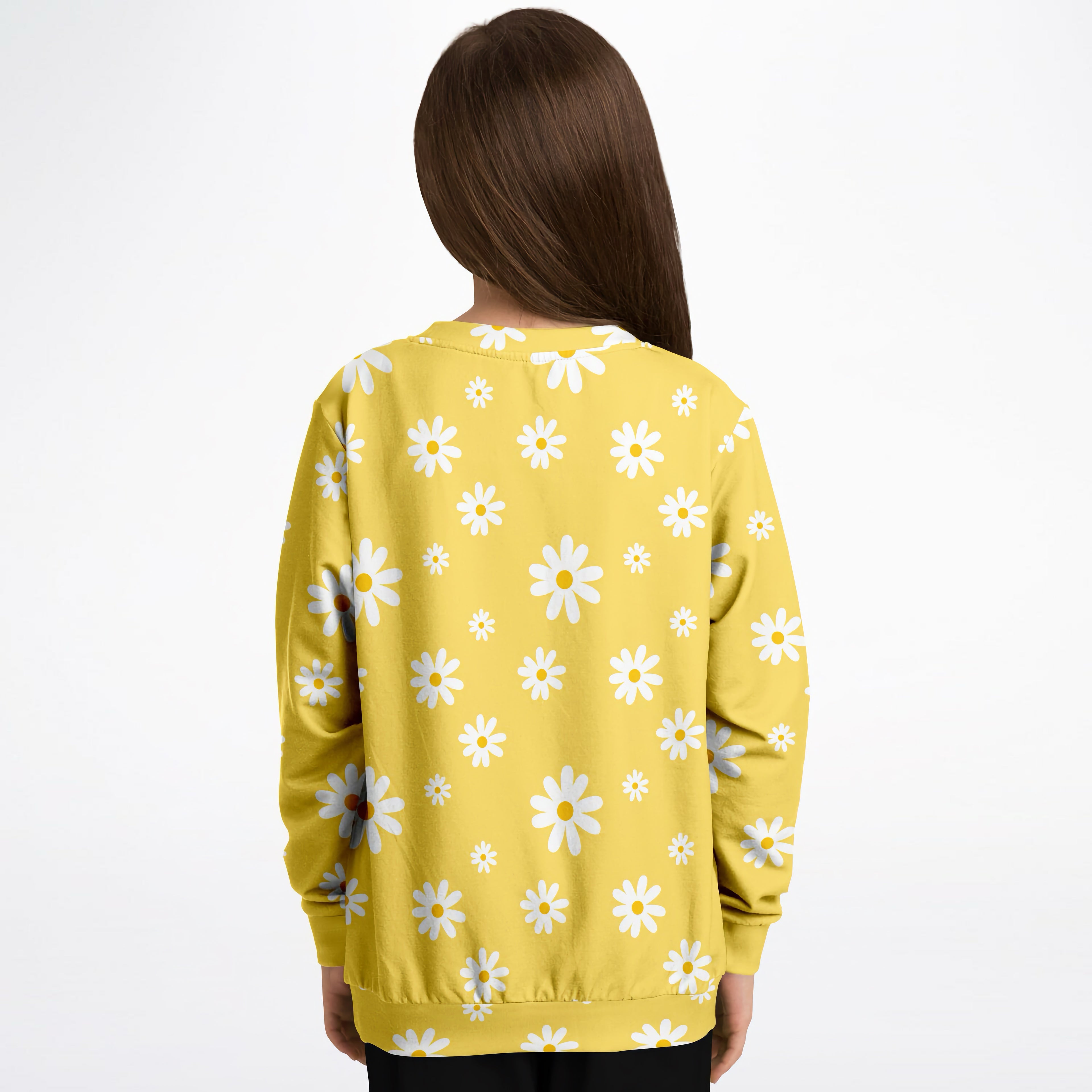 Kids Yellow Daisy Sweatshirt – Cozy Cotton Fleece or Lightweight Sports Fabric