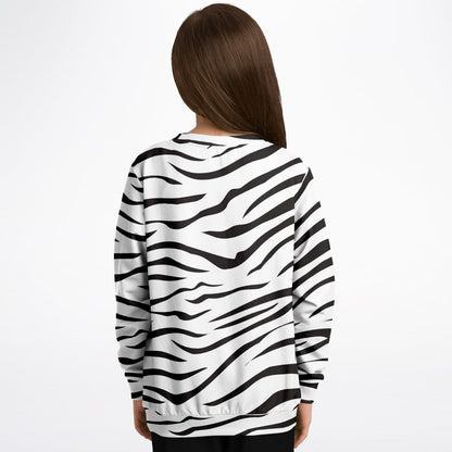 Kids Zebra Print Sweatshirt – Cozy Cotton Fleece or Lightweight Sports Fabric