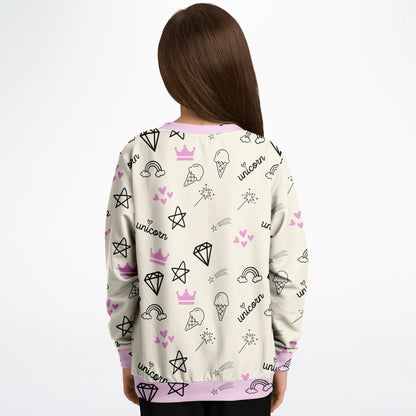 Girls Magical Unicorn Sweatshirt – Cozy Cotton Fleece or Lightweight Sports Fabric