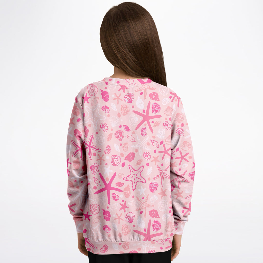 Girls Pink Starfish and Seashells Sweatshirt – Ultra Soft & Stretchy, Cozy Fleece or Lightweight Sports Fabric Sweatshirt – Ultra Soft & Stretchy, Cozy Fleece or Lightweight Sports Fabric