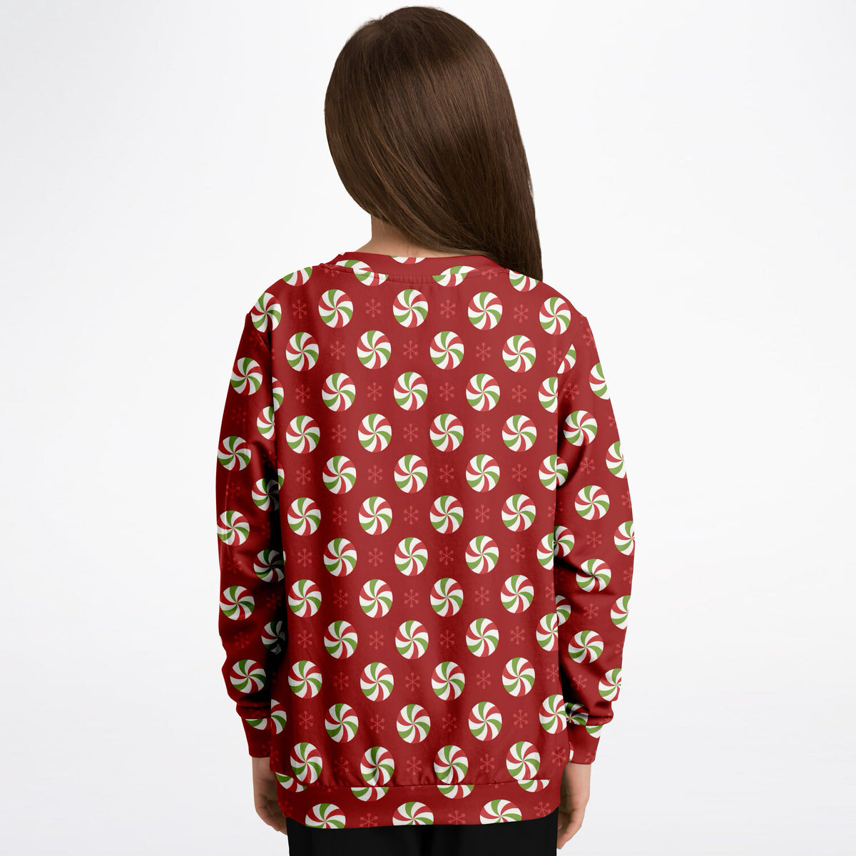 Kids Christmas Peppermint Candy Sweatshirt – Ultra Soft & Stretchy, Cozy Fleece or Lightweight Sports Fabric Sweatshirt – Ultra Soft & Stretchy, Cozy Fleece or Lightweight Sports Fabric