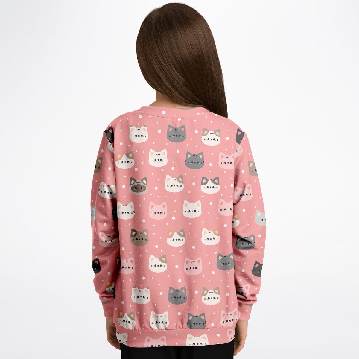 Girls Pink Cat Sweatshirt – Ultra Soft & Stretchy, Cozy Fleece or Lightweight Sports Fabric Sweatshirt – Ultra Soft & Stretchy, Cozy Fleece or Lightweight Sports Fabric