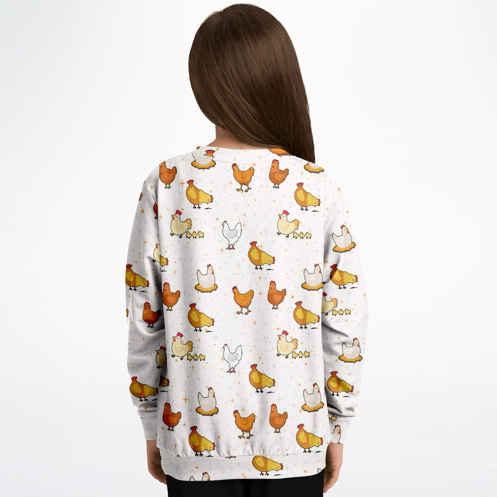 Kids Chicken Sweatshirt – Cozy Cotton Fleece or Lightweight Sports Fabric