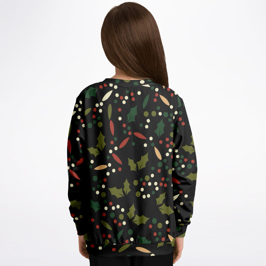 Kids Christmas Holly Berry Sweatshirt – Ultra Soft & Stretchy, Cozy Fleece or Lightweight Sports Fabric Sweatshirt – Ultra Soft & Stretchy, Cozy Fleece or Lightweight Sports Fabric