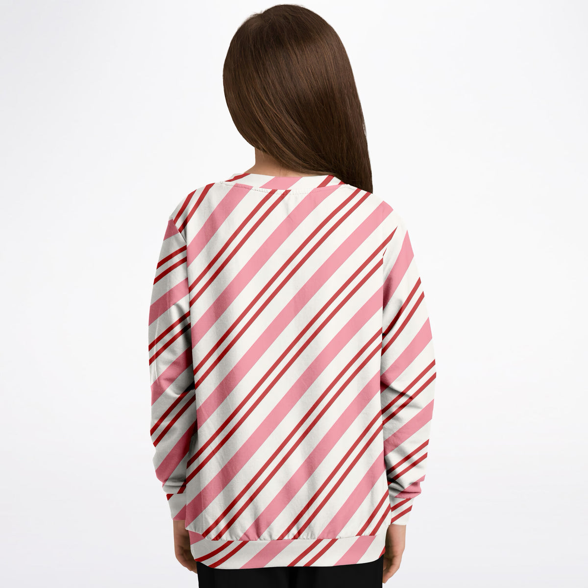 Girls Pink Candy Cane Sweatshirt – Ultra Soft & Stretchy, Cozy Fleece or Lightweight Sports Fabric Sweatshirt – Ultra Soft & Stretchy, Cozy Fleece or Lightweight Sports Fabric