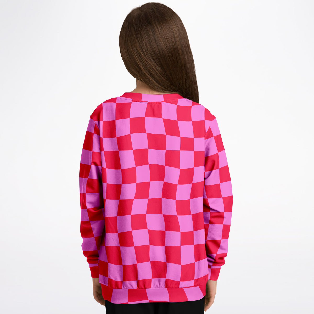 Girls Bright Pink and Red Checkered Sweatshirt – Ultra Soft & Stretchy, Cozy Fleece or Lightweight Sports Fabric Sweatshirt – Ultra Soft & Stretchy, Cozy Fleece or Lightweight Sports Fabric