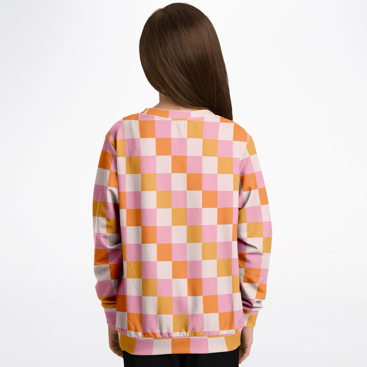 Girls Sunset Checkered Sweatshirt – Ultra Soft & Stretchy, Cozy Fleece or Lightweight Sports Fabric Sweatshirt – Ultra Soft & Stretchy, Cozy Fleece or Lightweight Sports Fabric