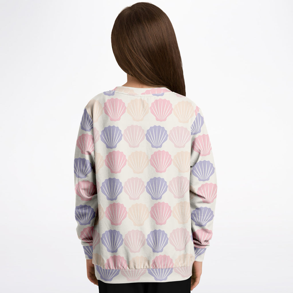 Girls Pastel Seashell Sweatshirt – Ultra Soft & Stretchy, Cozy Fleece or Lightweight Sports Fabric Sweatshirt – Ultra Soft & Stretchy, Cozy Fleece or Lightweight Sports Fabric