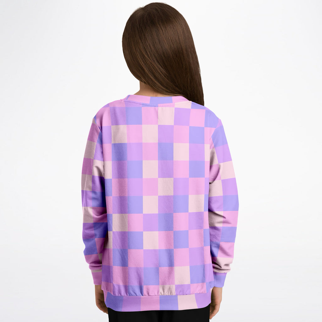 Girls Pink & Purple Plaid Sweatshirt – Ultra Soft & Stretchy, Cozy Fleece or Lightweight Sports Fabric Sweatshirt – Ultra Soft & Stretchy, Cozy Fleece or Lightweight Sports Fabric