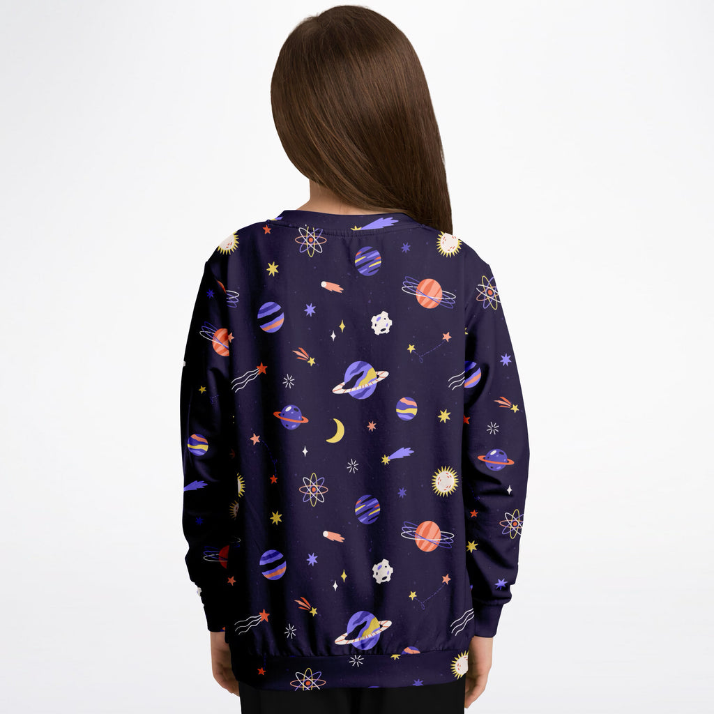 Kids Purple Outer Space Sweatshirt – Ultra Soft & Stretchy, Cozy Fleece or Lightweight Sports Fabric Sweatshirt – Ultra Soft & Stretchy, Cozy Fleece or Lightweight Sports Fabric