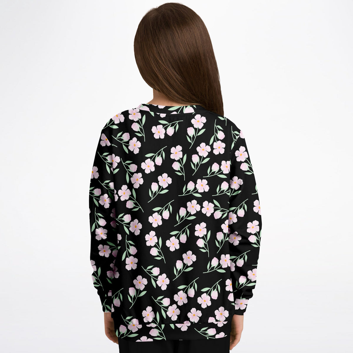 Girls Blush Pink Floral Sweatshirt – Ultra Soft & Stretchy, Cozy Fleece or Lightweight Sports Fabric Sweatshirt – Ultra Soft & Stretchy, Cozy Fleece or Lightweight Sports Fabric