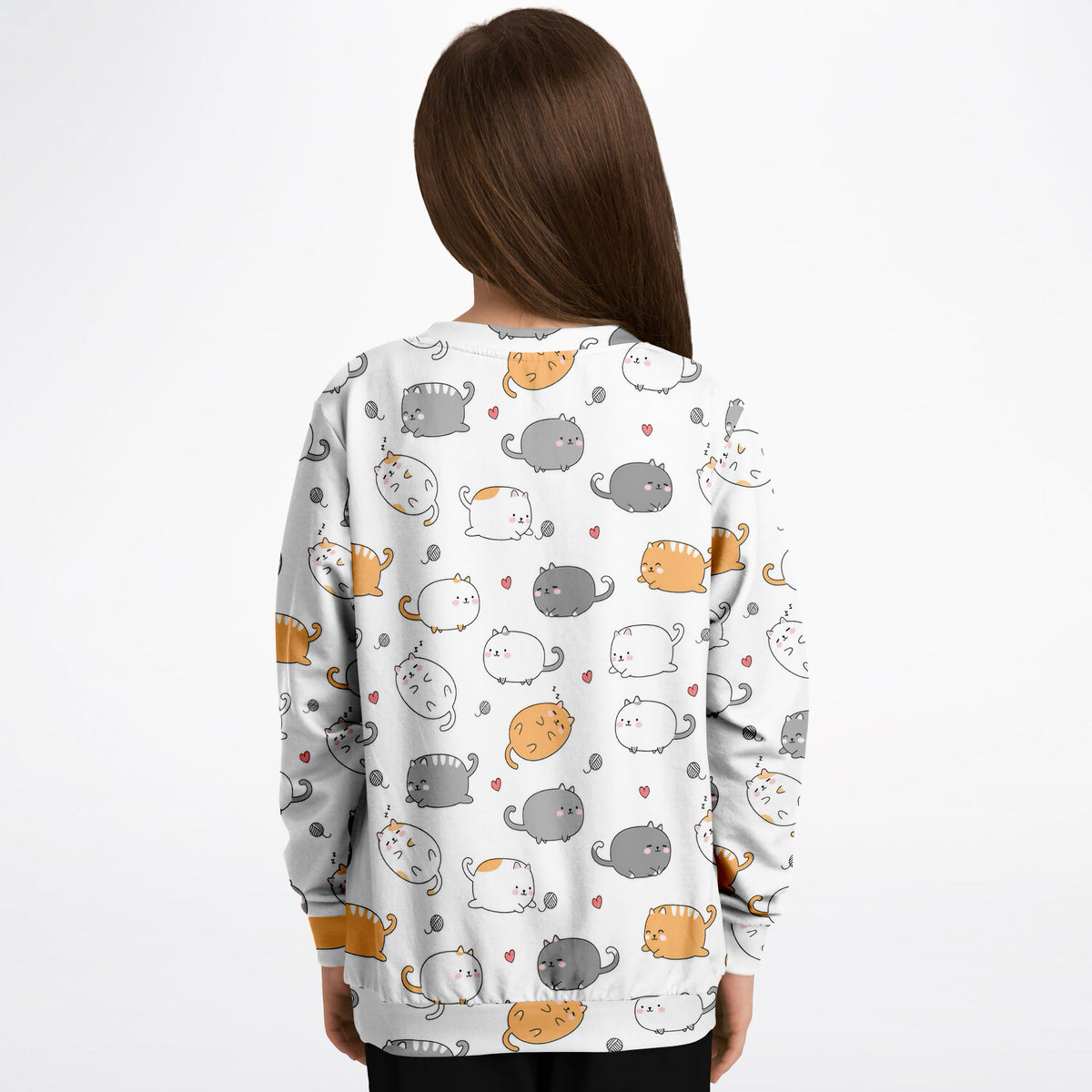Kids Adorable Kawaii Kittens & Hearts Sweatshirt – Ultra Soft & Stretchy, Cozy Fleece or Lightweight Sports Fabric Sweatshirt – Ultra Soft & Stretchy, Cozy Fleece or Lightweight Sports Fabric