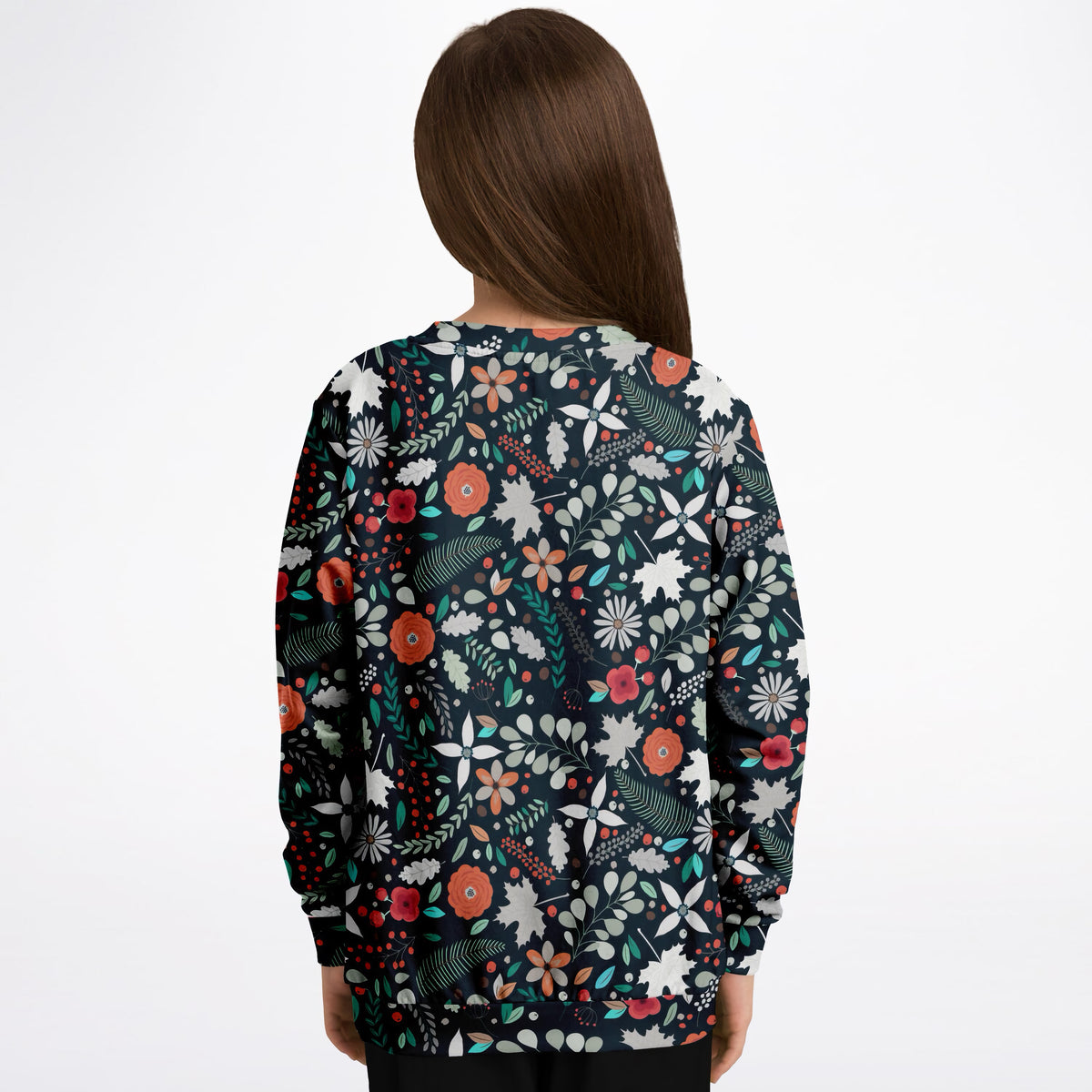 Girls Dark Floral Sweatshirt – Ultra Soft & Stretchy, Cozy Fleece or Lightweight Sports Fabric Sweatshirt – Ultra Soft & Stretchy, Cozy Fleece or Lightweight Sports Fabric