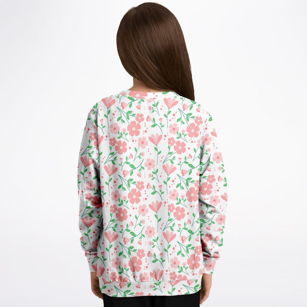 Girls Pink Flower Petals Sweatshirt – Ultra Soft & Stretchy, Cozy Fleece or Lightweight Sports Fabric Sweatshirt – Ultra Soft & Stretchy, Cozy Fleece or Lightweight Sports Fabric