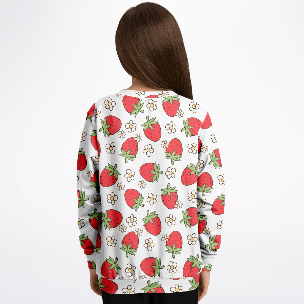 Girls Strawberry & Daisy Sweatshirt – Ultra Soft & Stretchy, Cozy Fleece or Lightweight Sports Fabric Sweatshirt – Ultra Soft & Stretchy, Cozy Fleece or Lightweight Sports Fabric