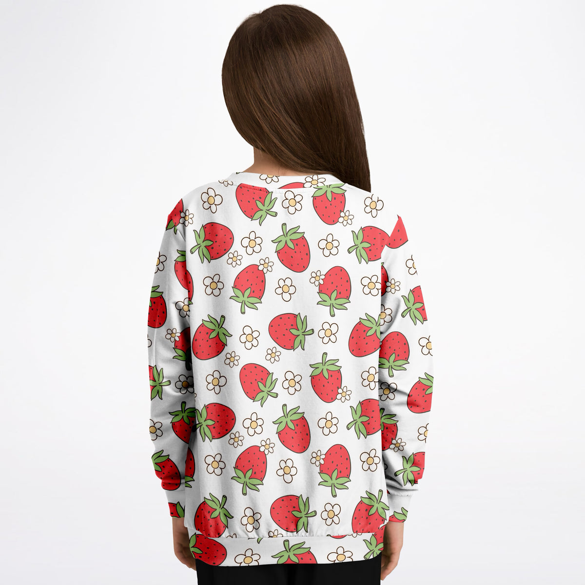 Girls Strawberry & Daisy Sweatshirt – Ultra Soft & Stretchy, Cozy Fleece or Lightweight Sports Fabric Sweatshirt – Ultra Soft & Stretchy, Cozy Fleece or Lightweight Sports Fabric