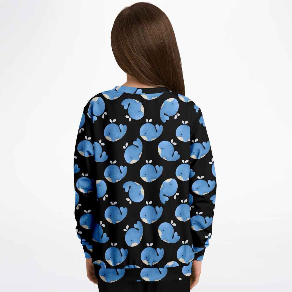 Kids Blue Whale Sweatshirt – Ultra Soft & Stretchy, Cozy Fleece or Lightweight Sports Fabric Sweatshirt – Ultra Soft & Stretchy, Cozy Fleece or Lightweight Sports Fabric