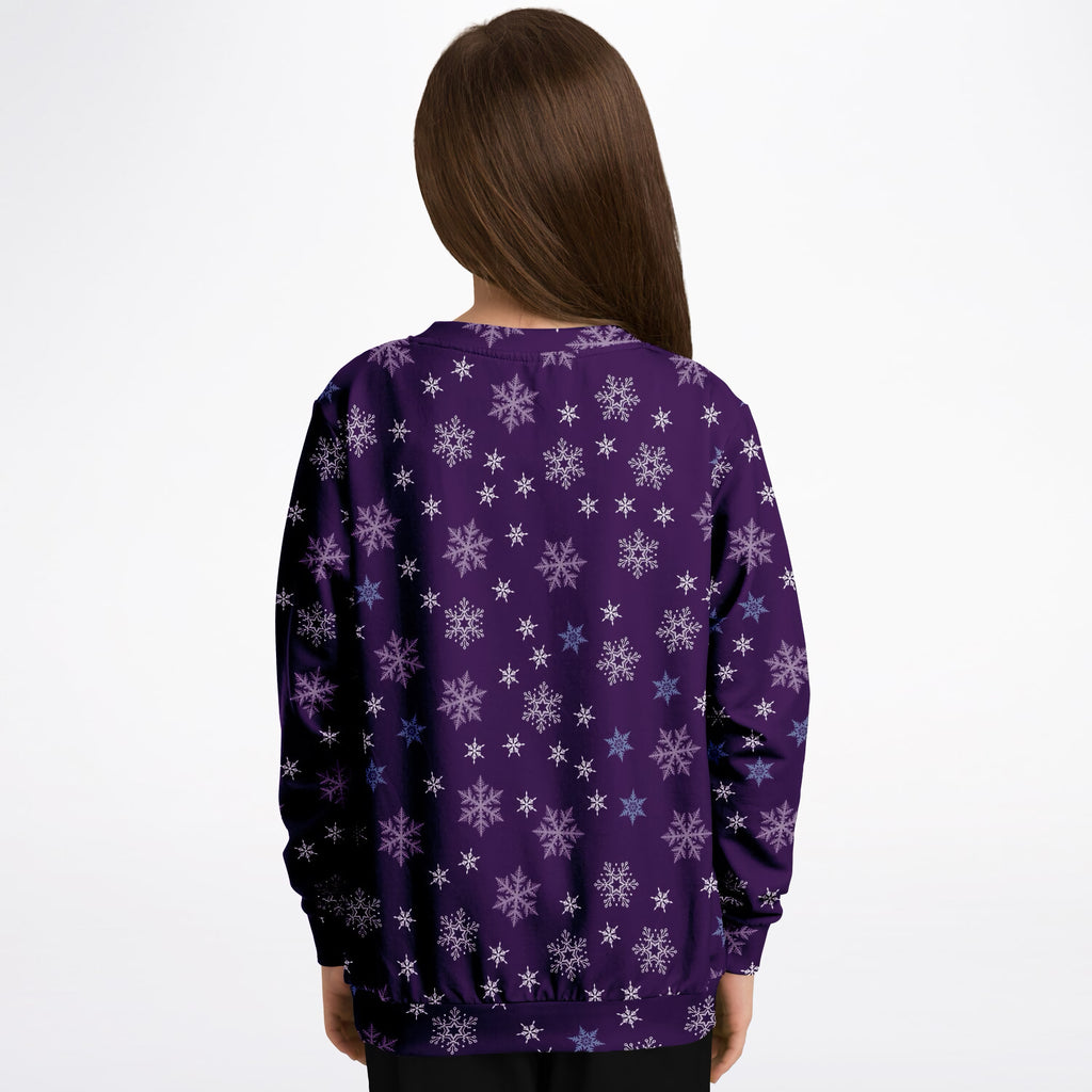 Kids Purple Snowflake Sweatshirt – Ultra Soft & Stretchy, Cozy Fleece or Lightweight Sports Fabric Sweatshirt – Ultra Soft & Stretchy, Cozy Fleece or Lightweight Sports Fabric