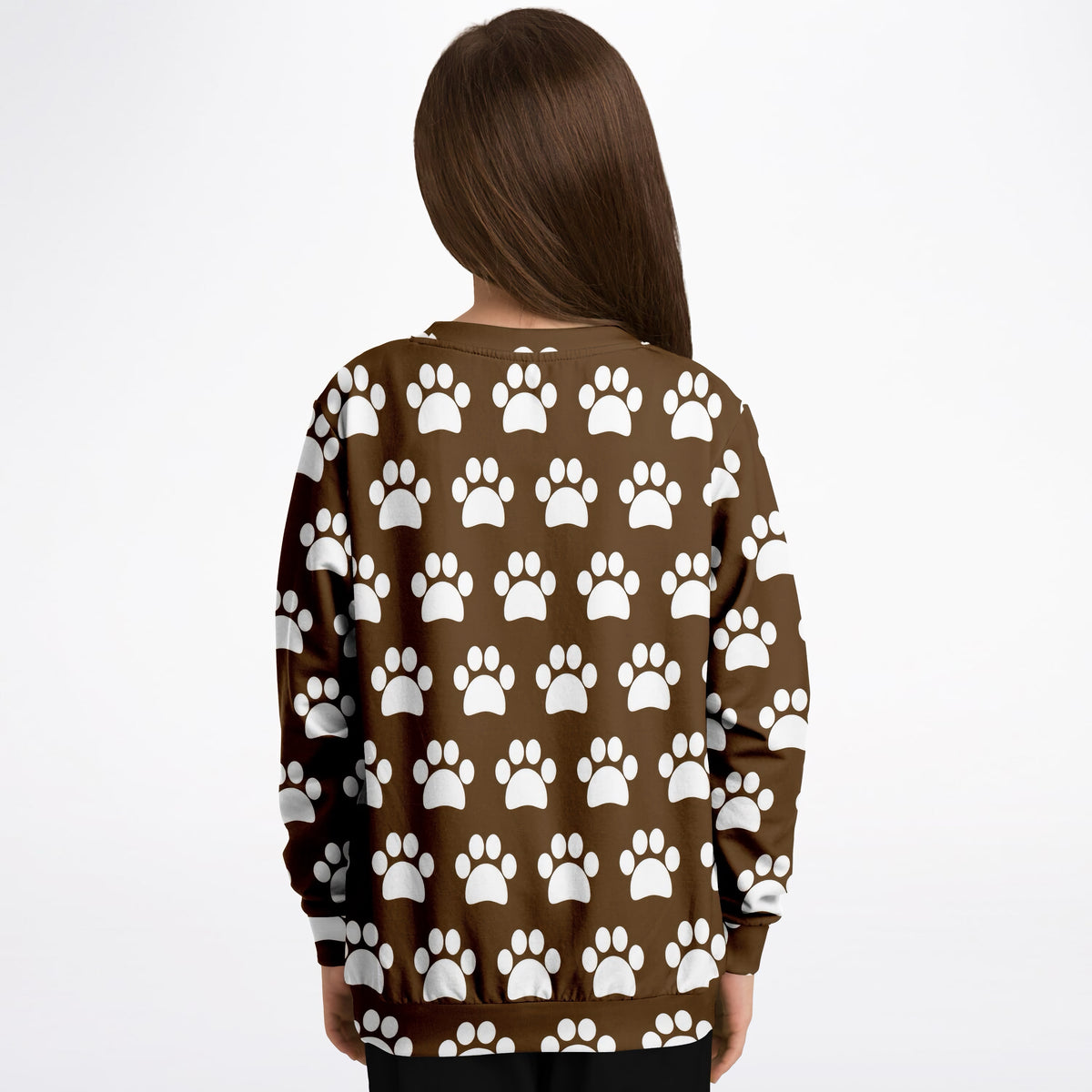 Kids Brown Paw Print Sweatshirt – Ultra Soft & Stretchy, Cozy Fleece or Lightweight Sports Fabric Sweatshirt – Ultra Soft & Stretchy, Cozy Fleece or Lightweight Sports Fabric