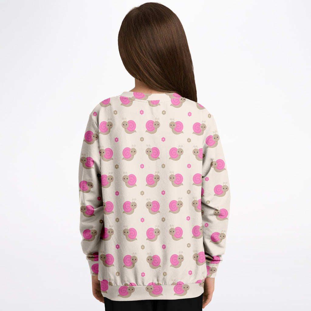 Girls Pink Snail Sweatshirt – Ultra Soft & Stretchy, Cozy Fleece or Lightweight Sports Fabric Sweatshirt – Ultra Soft & Stretchy, Cozy Fleece or Lightweight Sports Fabric
