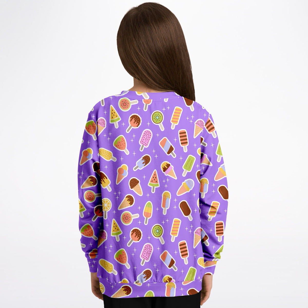 Kids Purple Ice Cream Sweatshirt – Ultra Soft & Stretchy, Cozy Fleece or Lightweight Sports Fabric Sweatshirt – Ultra Soft & Stretchy, Cozy Fleece or Lightweight Sports Fabric