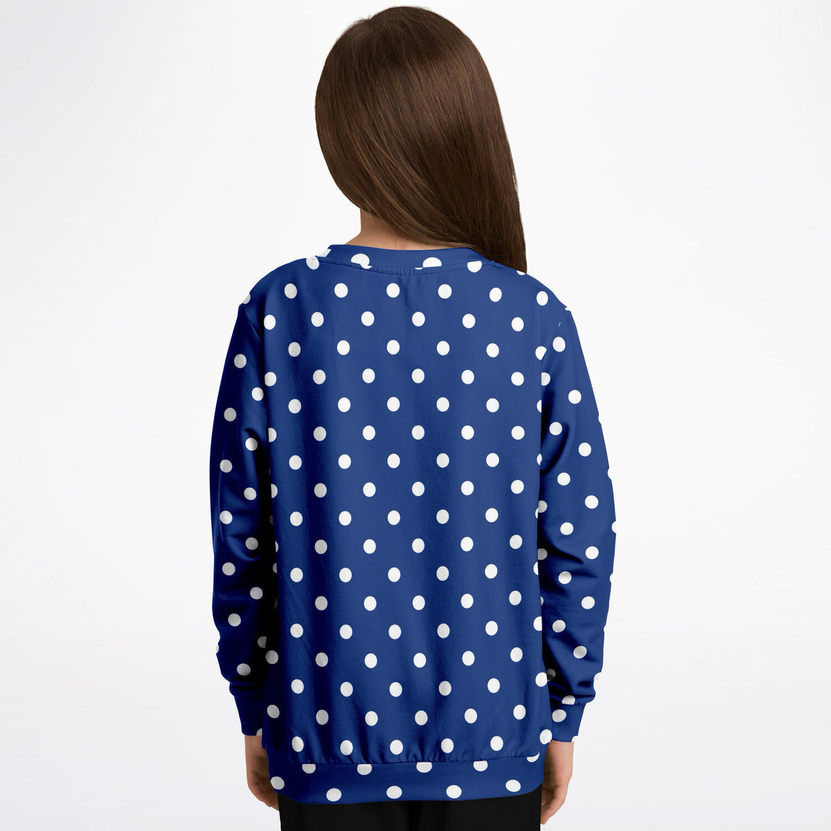 Kids Navy Blue Polka Dot Sweatshirt – Ultra Soft & Stretchy, Cozy Fleece or Lightweight Sports Fabric Sweatshirt – Ultra Soft & Stretchy, Cozy Fleece or Lightweight Sports Fabric