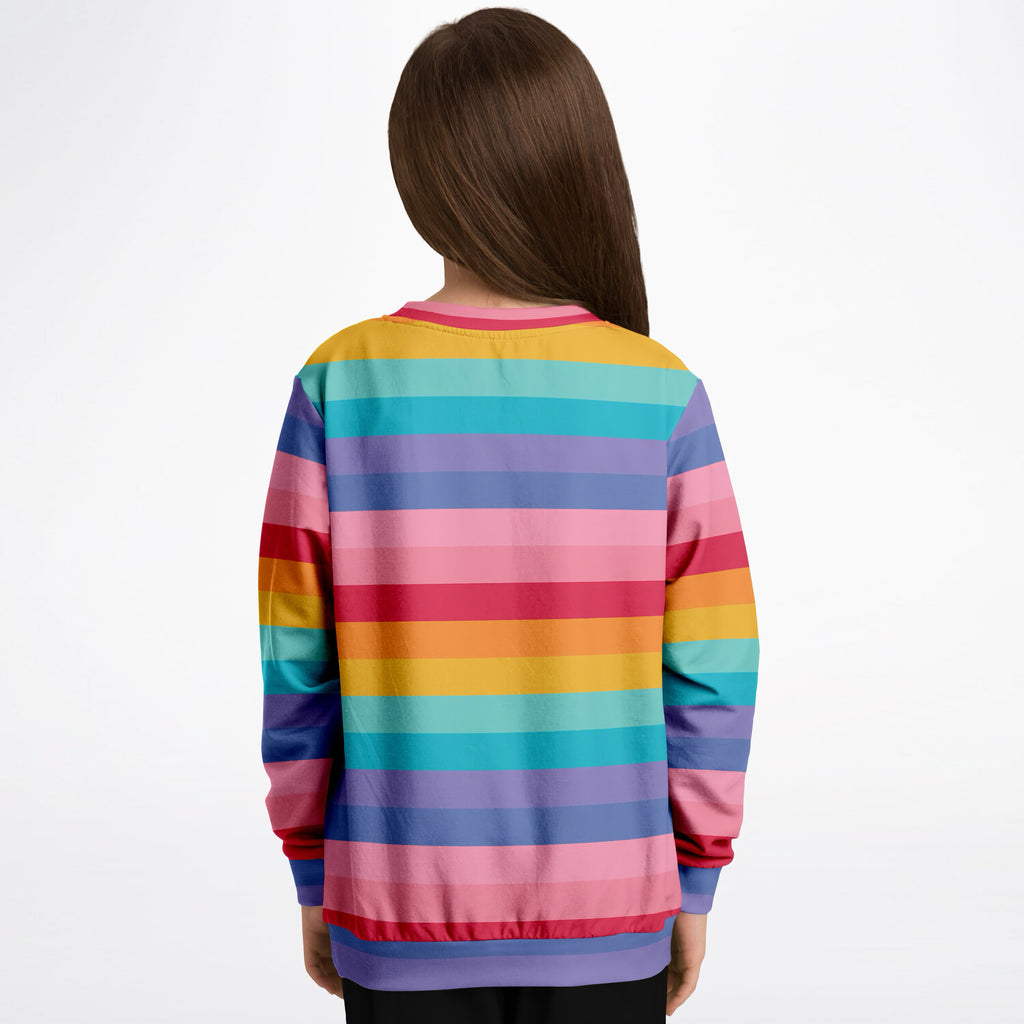 Girls Bright Striped Rainbow Sweatshirt – Ultra Soft & Stretchy, Cozy Fleece or Lightweight Sports Fabric Sweatshirt – Ultra Soft & Stretchy, Cozy Fleece or Lightweight Sports Fabric