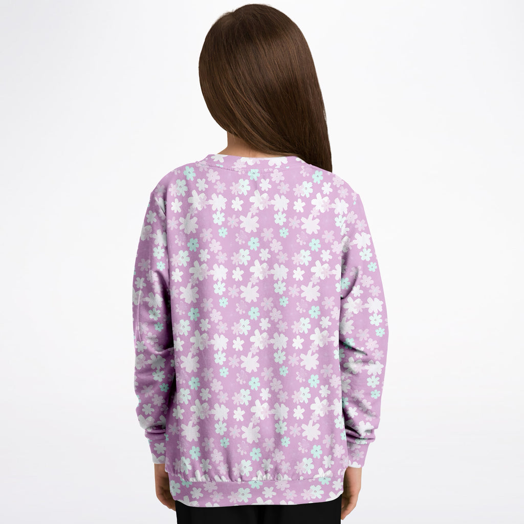 Girls Lavender Purple Floral Sweatshirt – Ultra Soft & Stretchy, Cozy Fleece or Lightweight Sports Fabric Sweatshirt – Ultra Soft & Stretchy, Cozy Fleece or Lightweight Sports Fabric