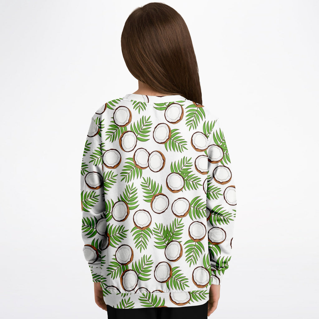 Kids Tropical Coconut Sweatshirt – Ultra Soft & Stretchy, Cozy Fleece or Lightweight Sports Fabric Sweatshirt – Ultra Soft & Stretchy, Cozy Fleece or Lightweight Sports Fabric