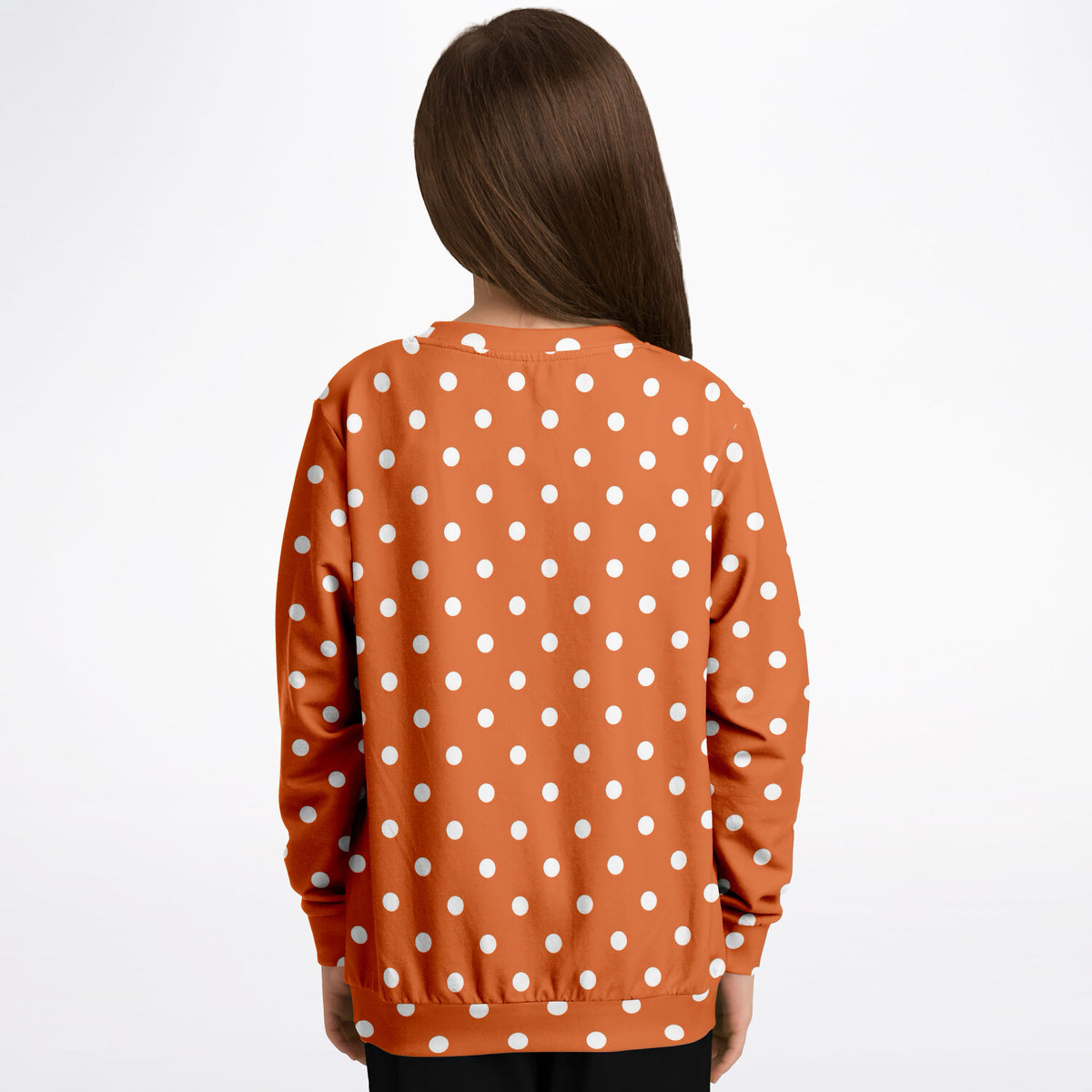 Kids Orange Polka Dot Sweatshirt – Ultra Soft & Stretchy, Cozy Fleece or Lightweight Sports Fabric Sweatshirt – Ultra Soft & Stretchy, Cozy Fleece or Lightweight Sports Fabric