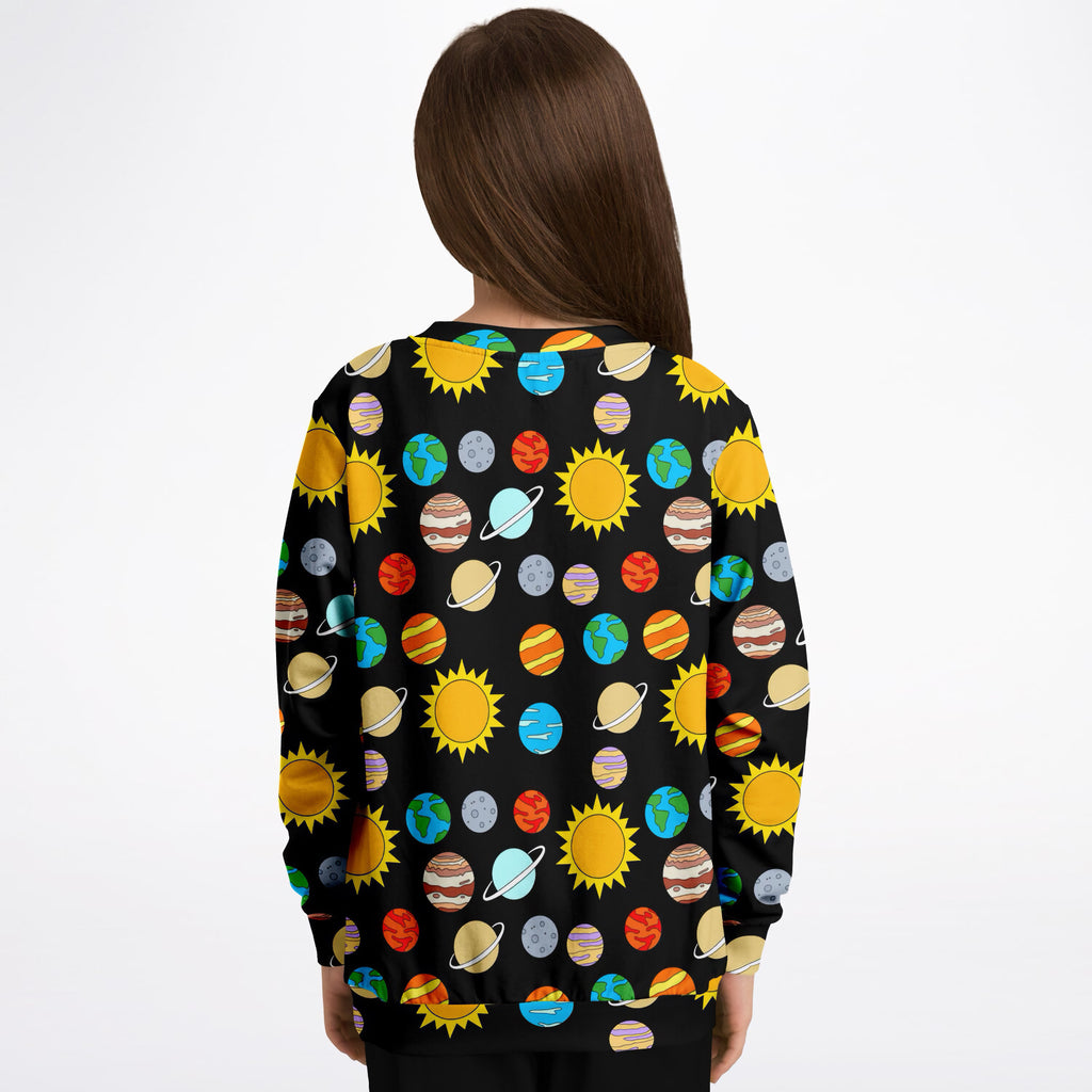 Kids Solar System Sweatshirt – Ultra Soft & Stretchy, Cozy Fleece or Lightweight Sports Fabric Sweatshirt – Ultra Soft & Stretchy, Cozy Fleece or Lightweight Sports Fabric