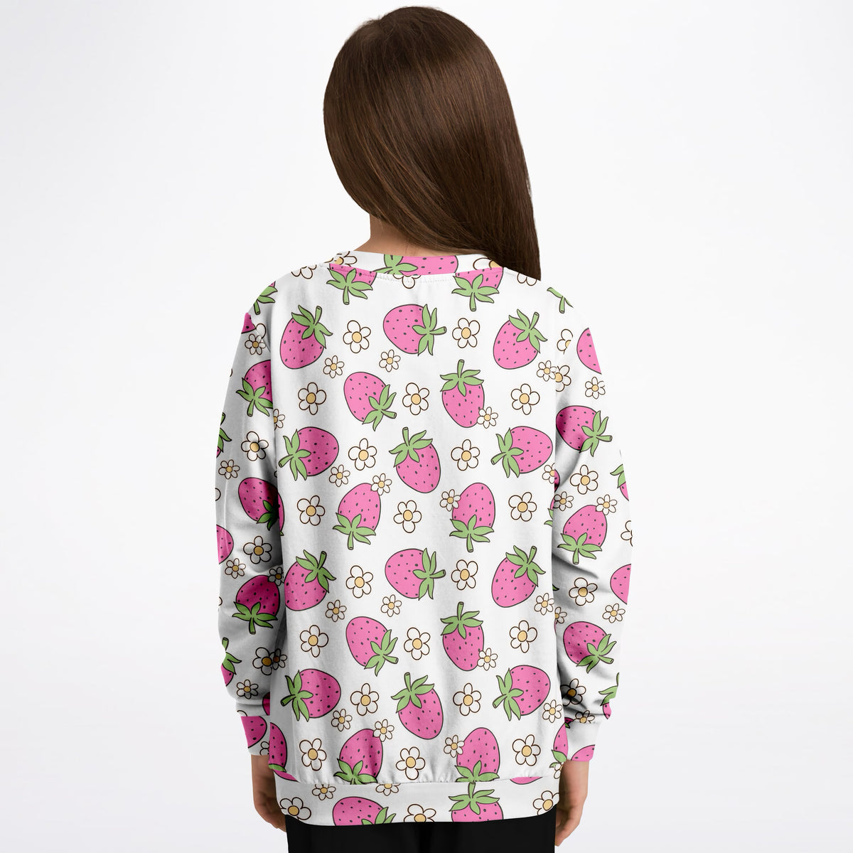 Girls Pink Strawberry Sweatshirt – Ultra Soft & Stretchy, Cozy Fleece or Lightweight Sports Fabric Sweatshirt – Ultra Soft & Stretchy, Cozy Fleece or Lightweight Sports Fabric