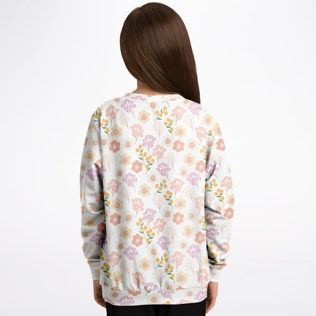 Girls Pastel Wildflower Sweatshirt – Ultra Soft & Stretchy, Cozy Fleece or Lightweight Sports Fabric Sweatshirt – Ultra Soft & Stretchy, Cozy Fleece or Lightweight Sports Fabric