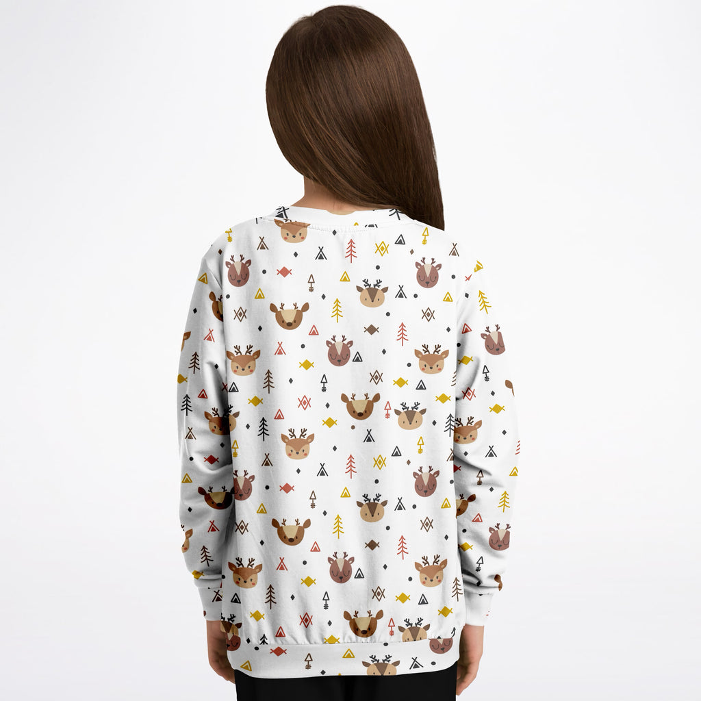 Kids Cute Woodland Reindeer Sweatshirt – Ultra Soft & Stretchy, Cozy Fleece or Lightweight Sports Fabric Sweatshirt – Ultra Soft & Stretchy, Cozy Fleece or Lightweight Sports Fabric