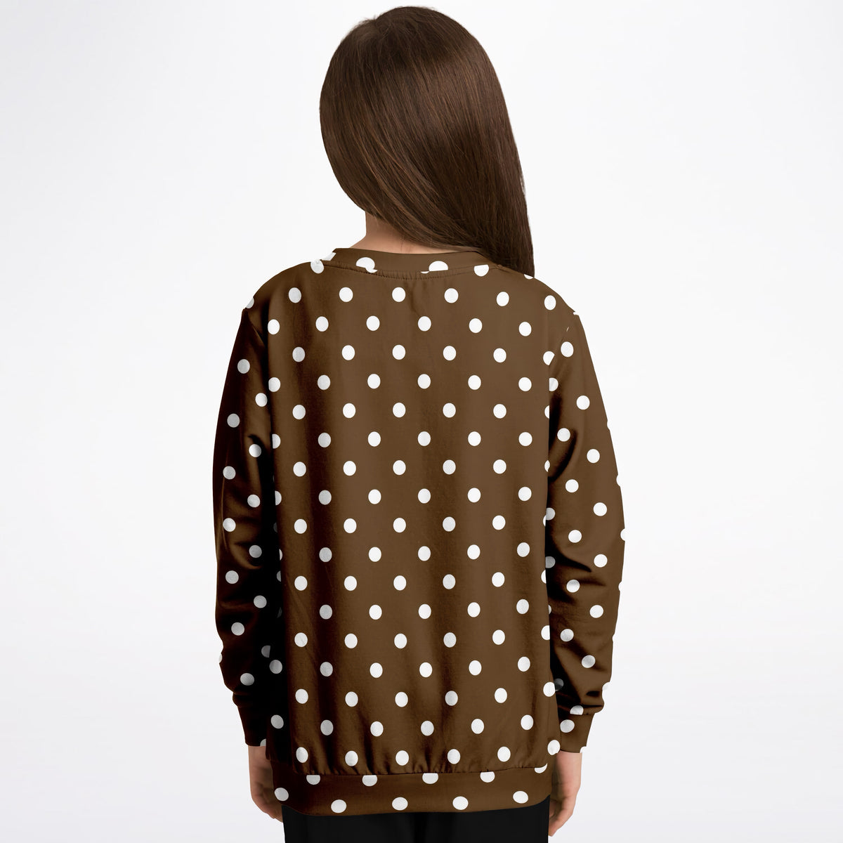 Kids Brown Polka Dot Sweatshirt – Ultra Soft & Stretchy, Cozy Fleece or Lightweight Sports Fabric Sweatshirt – Ultra Soft & Stretchy, Cozy Fleece or Lightweight Sports Fabric
