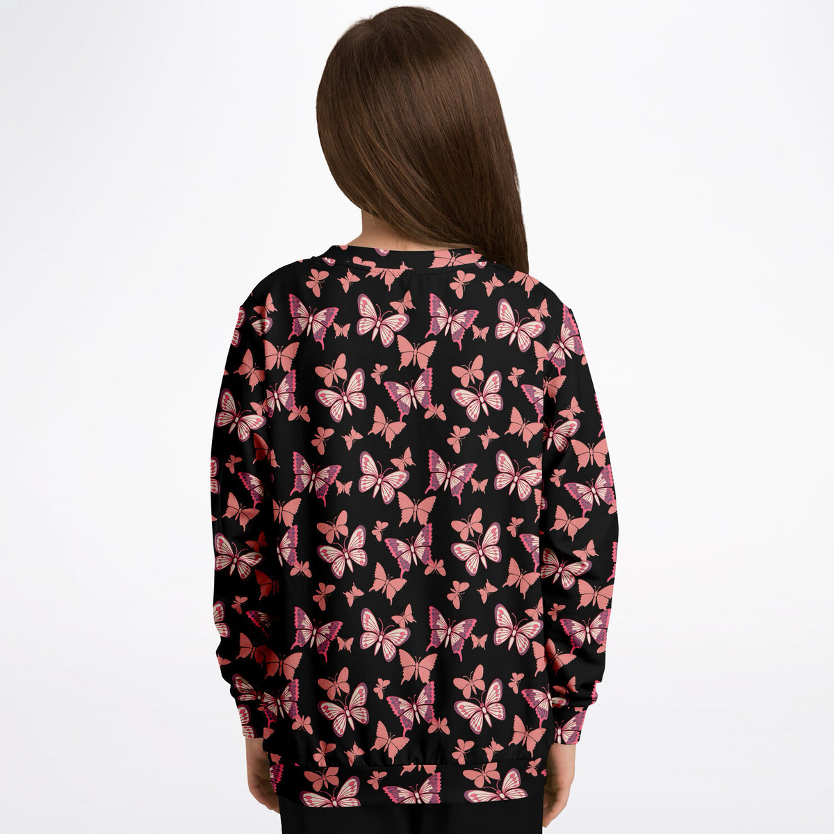 Girls Vibrant Pink Butterfly Sweatshirt – Ultra Soft & Stretchy, Cozy Fleece or Lightweight Sports Fabric Sweatshirt – Ultra Soft & Stretchy, Cozy Fleece or Lightweight Sports Fabric