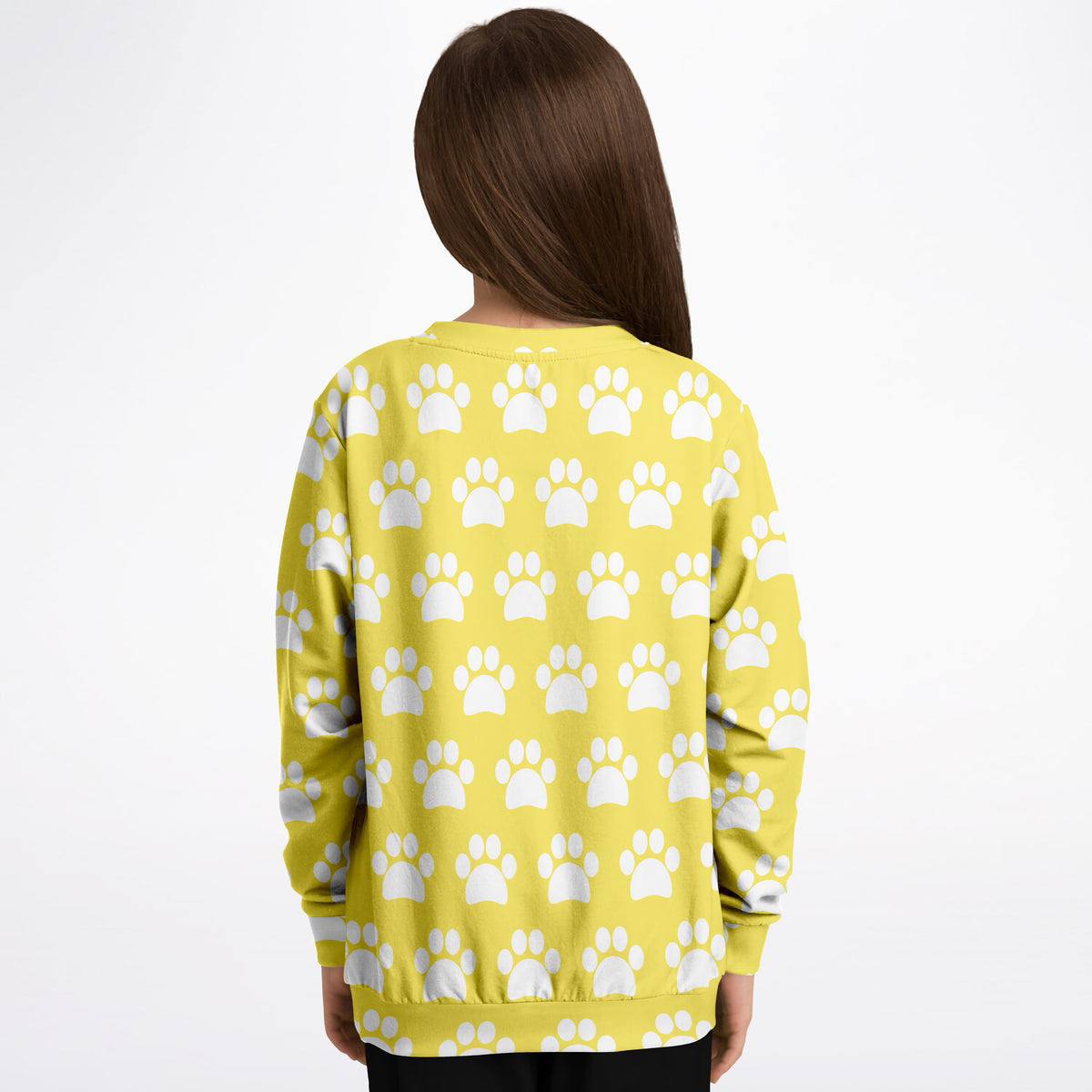 Kids Yellow Paw Print Sweatshirt – Ultra Soft & Stretchy, Cozy Fleece or Lightweight Sports Fabric Sweatshirt – Ultra Soft & Stretchy, Cozy Fleece or Lightweight Sports Fabric