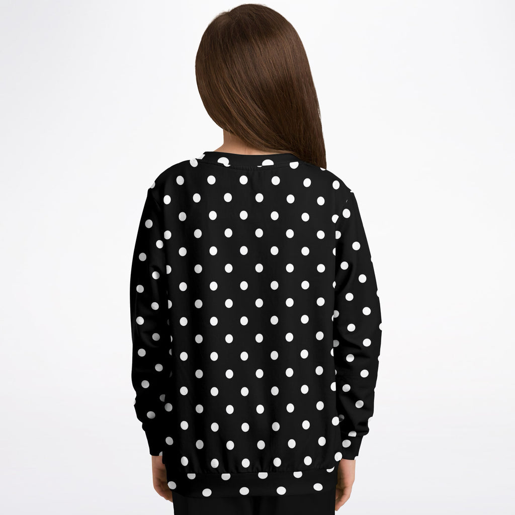 Kids Black Polka Dot Sweatshirt – Ultra Soft & Stretchy, Cozy Fleece or Lightweight Sports Fabric Sweatshirt – Ultra Soft & Stretchy, Cozy Fleece or Lightweight Sports Fabric