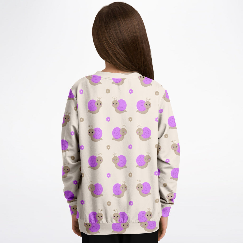 Girls Purple Snail Sweatshirt – Ultra Soft & Stretchy, Cozy Fleece or Lightweight Sports Fabric Sweatshirt – Ultra Soft & Stretchy, Cozy Fleece or Lightweight Sports Fabric